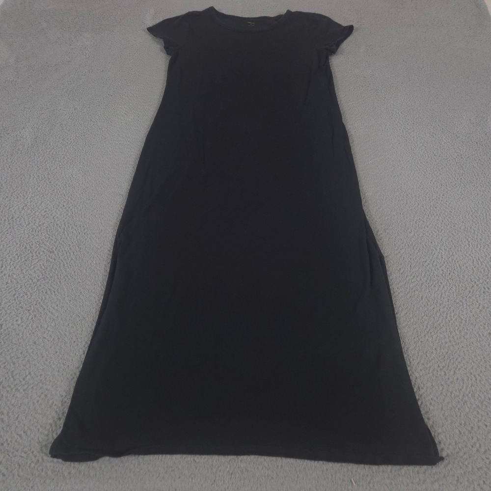 Daily Ritual Dress Womens M Black 100% Cotton Short Sleeve Slit Hem Maxi T-Shirt
